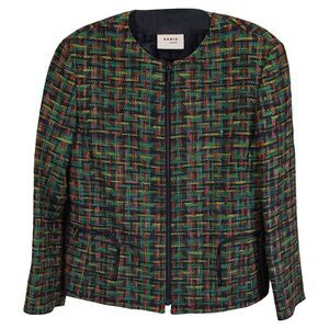 Akris Long Sleeve Evening Jacket in Green Cotton